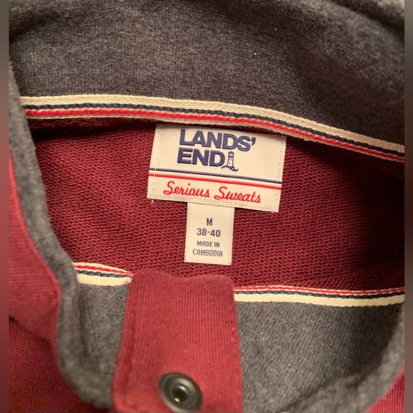 LANDSEND Mens Serious Sweats Snap Neck Mock, Kangaroo Pocket - Picture 2 of 6